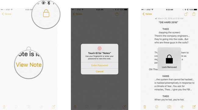 iPhoneからのメモのロックを解除します