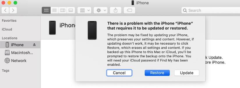 Finderを介して無効なiPhoneのロックを解除します