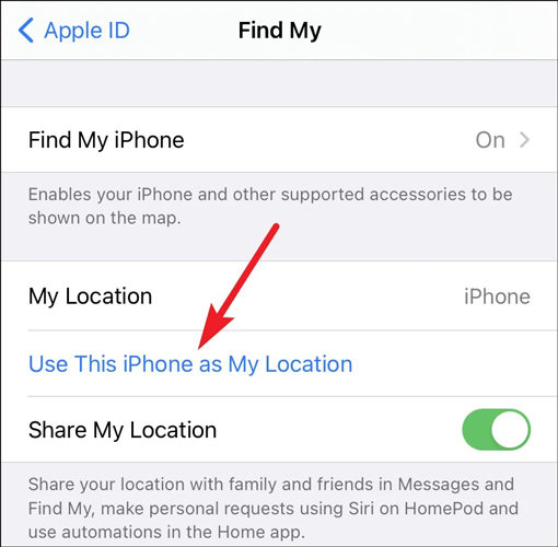 このiPhoneを私の場所として使用してください