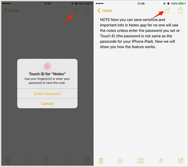 iPhoneでロックされたメモを表示します