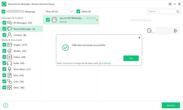 WhatsAppデータを回復します