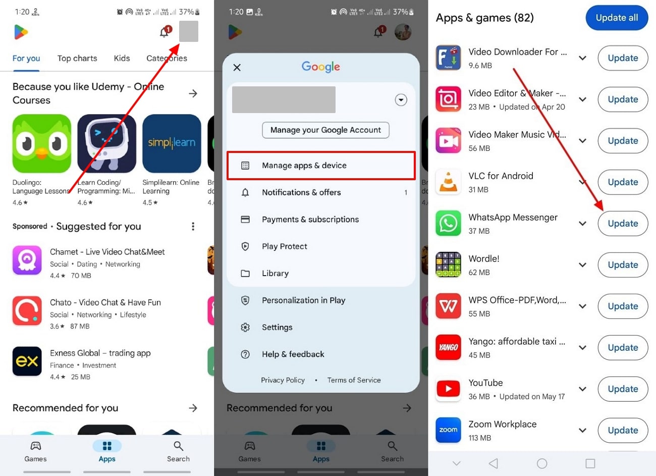 AndroidのWhatsAppアップデートを見つけます