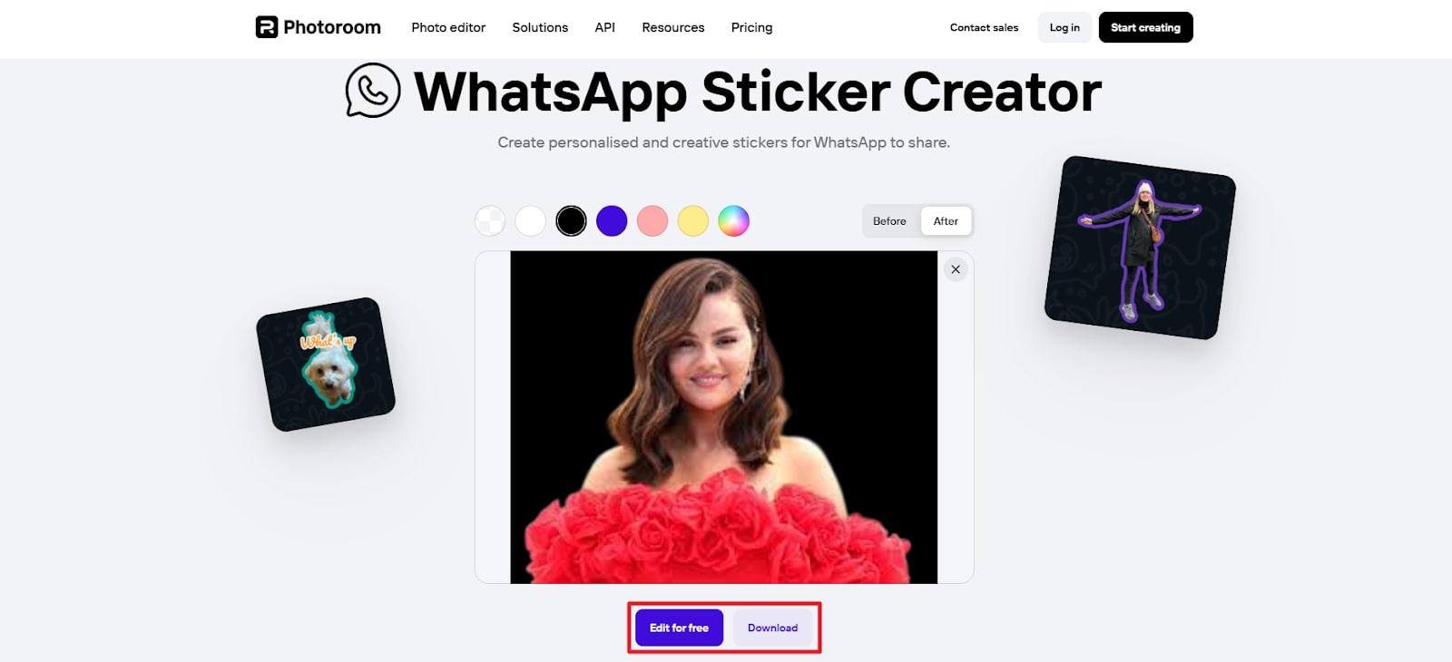 Photoroomからステッカーを編集およびダウンロードします